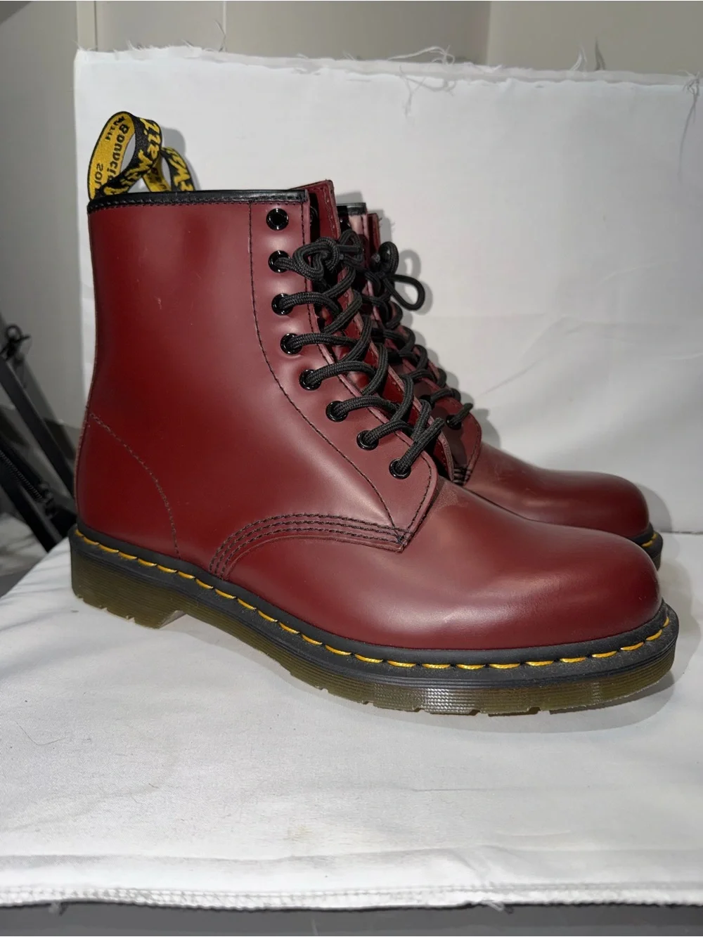 Dr. Martens 1460 Smooth Leather Lace Up Boots Burgundy Leather Boot Cherry Red
